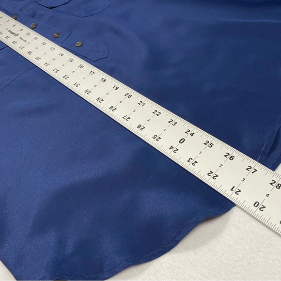 NWT Banana Republic Navy Blue Silk Button-Up Long Sleeve Top Size L #1441 - Picture 10 of 10